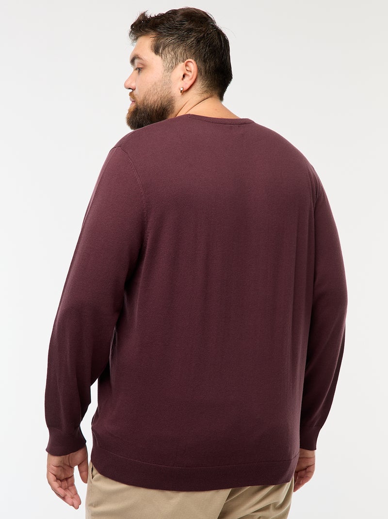 Pull en maille uni col rond Violet - Kiabi