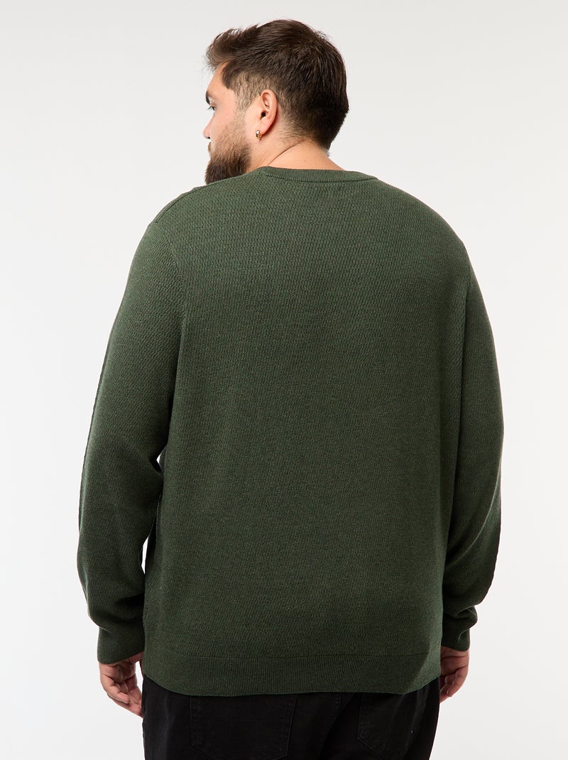 Pull en maille uni Kaki - Kiabi