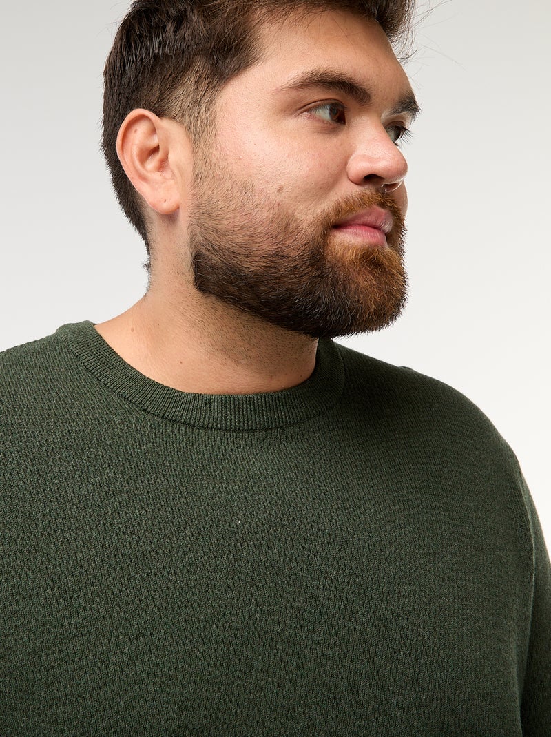 Pull en maille uni Kaki - Kiabi