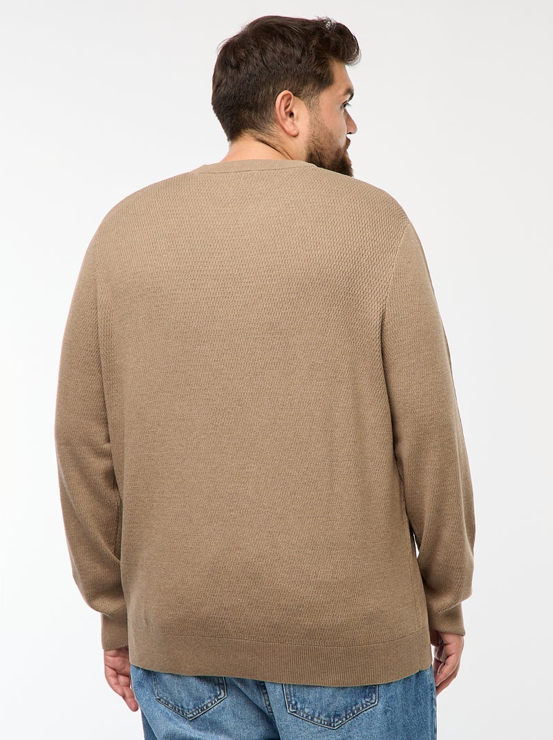 Pull en maille uni Marron - Kiabi