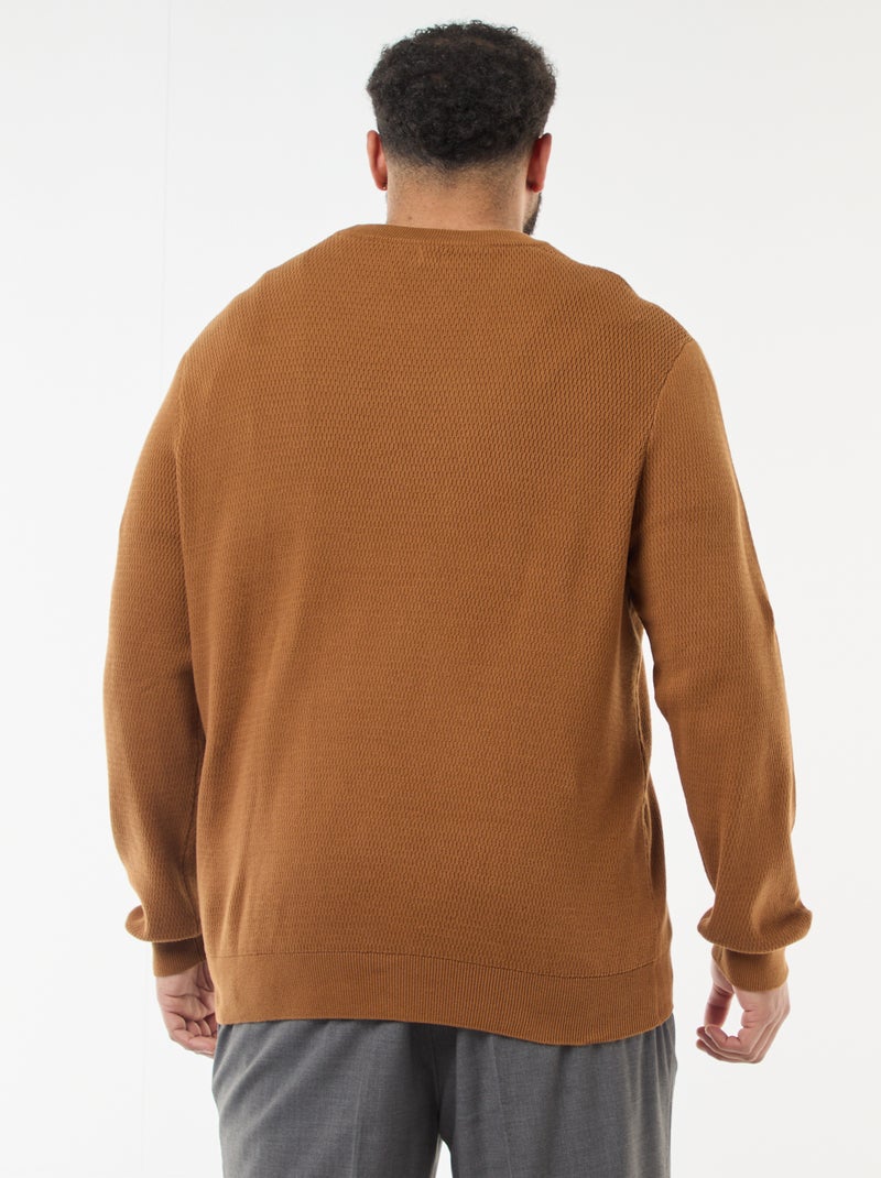 Pull en maille uni Marron - Kiabi