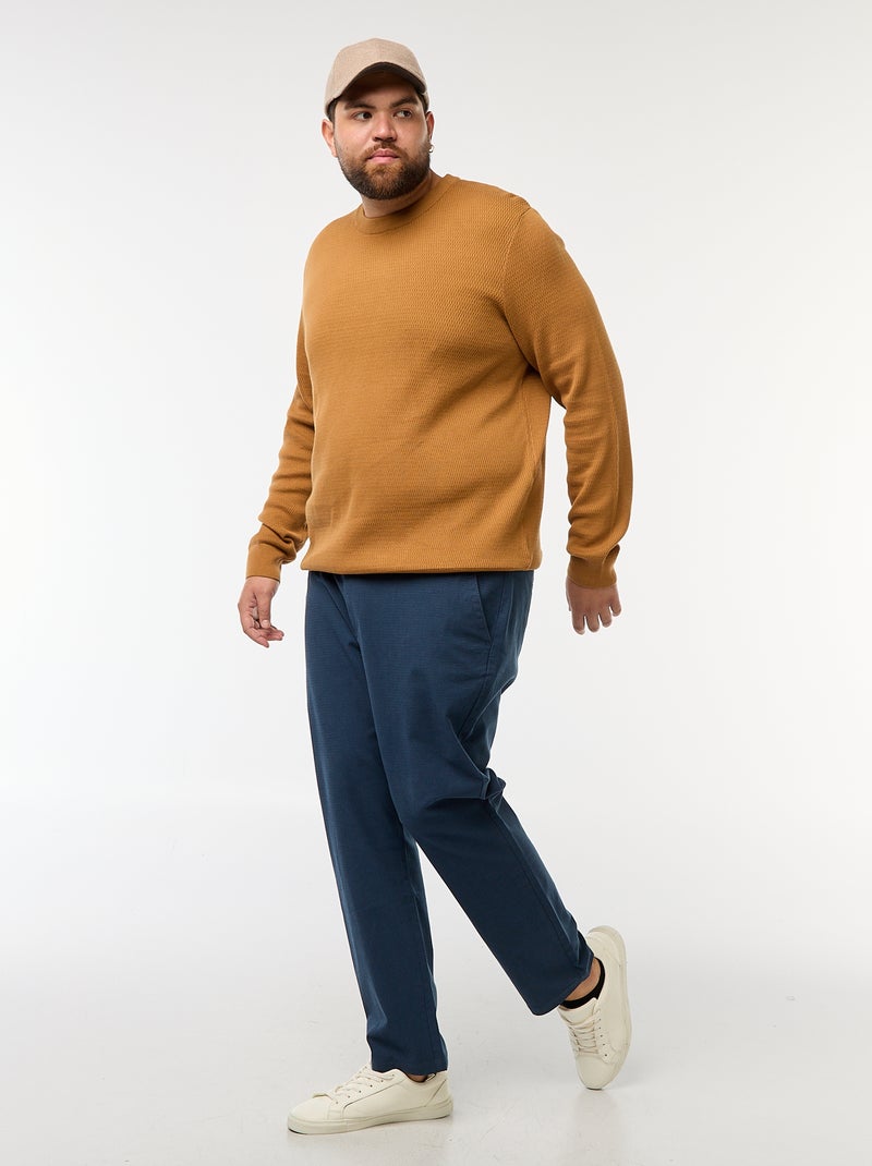 Pull en maille uni Moutarde - Kiabi