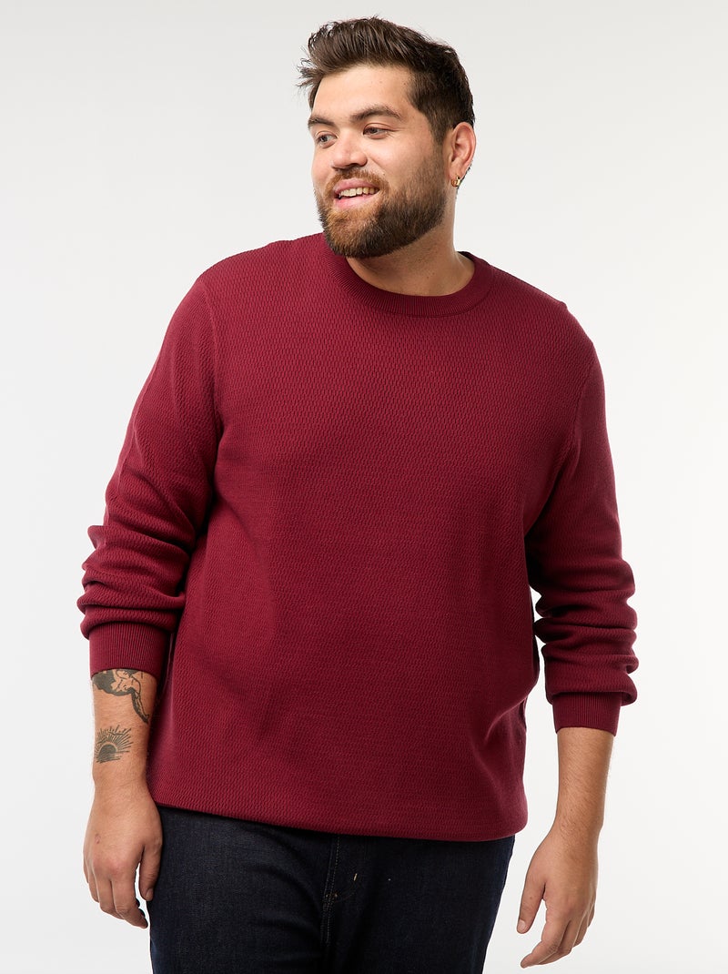 Pull en maille uni Rouge - Kiabi