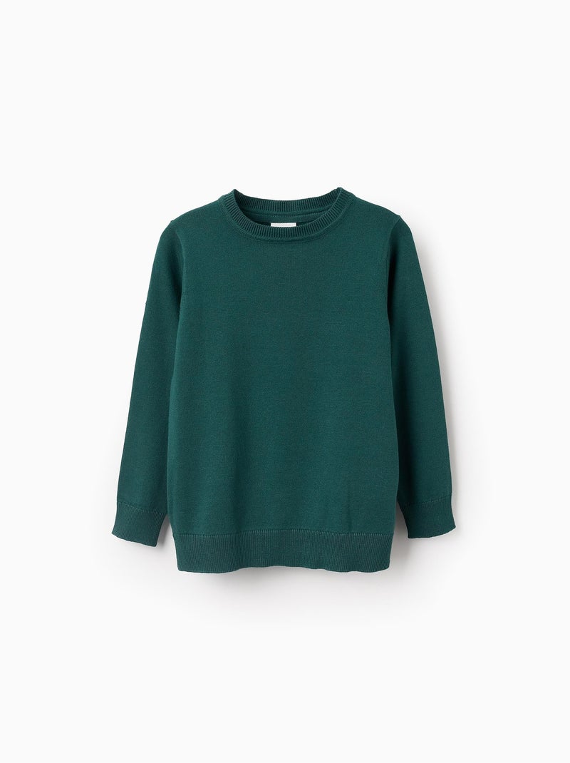 Pull en Maille Uni Vert foncé - Kiabi