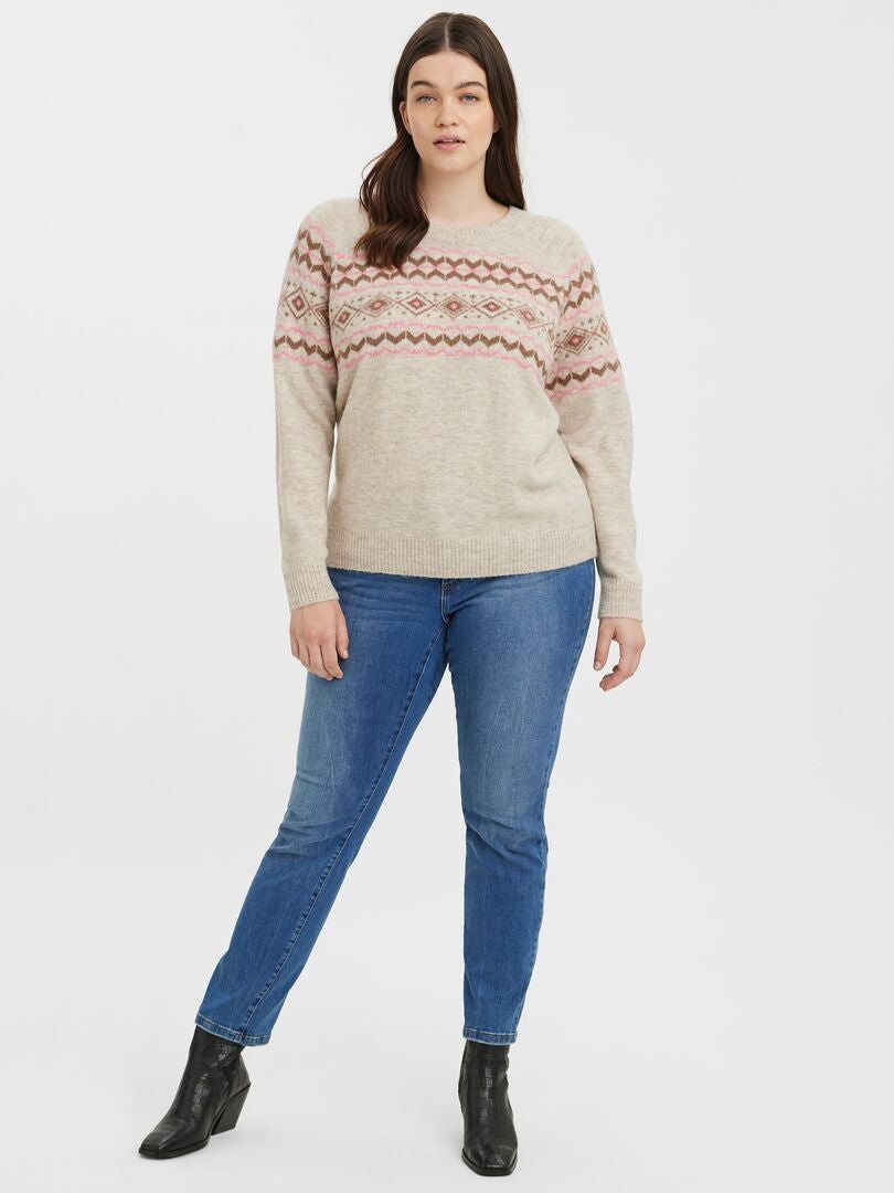 Pull en maille 'Vero Moda' Beige/rose - Kiabi