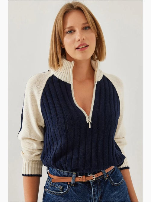 Pull en maille zippée lucci - Kiabi