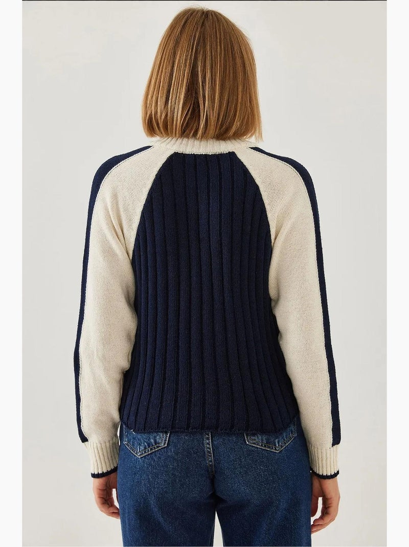 Pull en maille zippée lucci Bleu marine - Kiabi