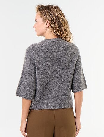Pull en mohair manches courtes / emmanchure basse
