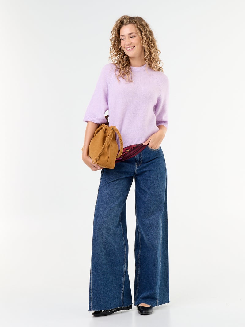 Pull en mohair manches courtes / emmanchure basse Rose - Kiabi
