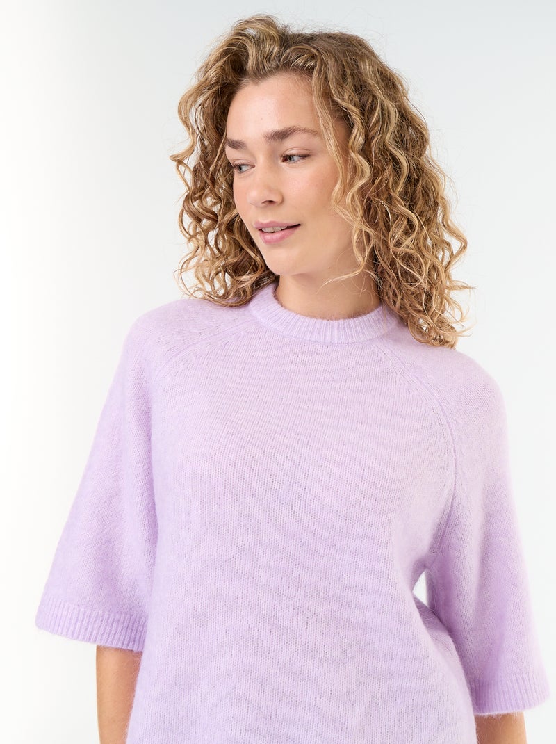 Pull en mohair manches courtes / emmanchure basse Rose - Kiabi