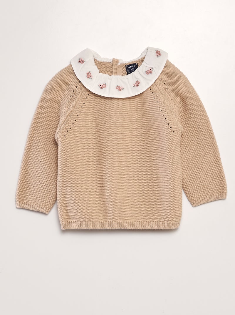 Pull en point mousse Beige - Kiabi
