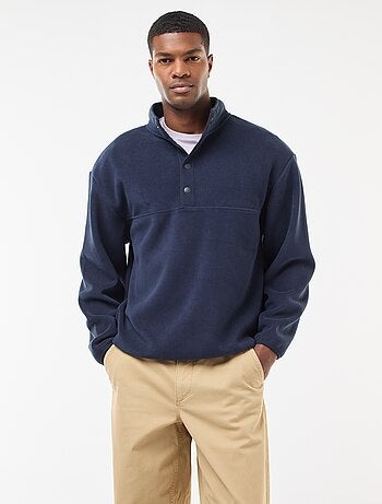 Pull en polaire col camionneur pressionnée