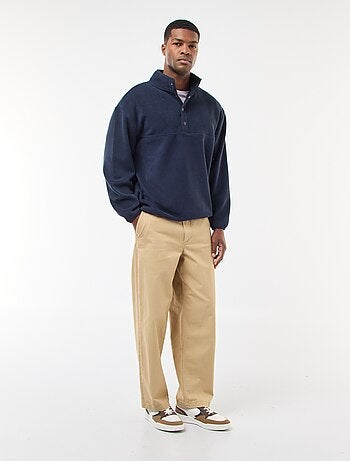 Pull en polaire col camionneur pressionnée