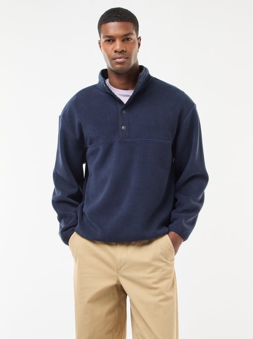 Pull en polaire col camionneur pressionnée - Kiabi