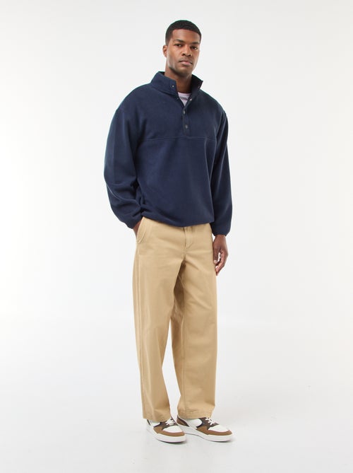 Pull en polaire col camionneur pressionnée - Kiabi