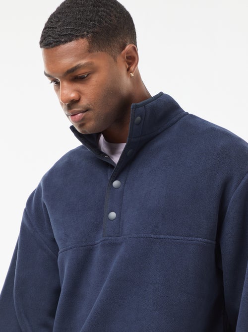 Pull en polaire col camionneur pressionnée - Kiabi