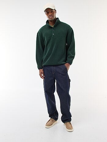 Pull en polaire col camionneur pressionnée