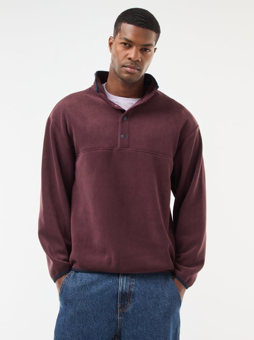 Pull en polaire col camionneur pressionnée - Kiabi