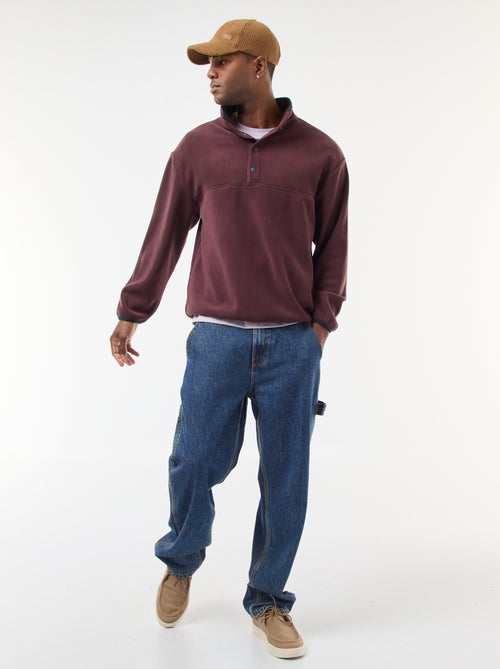 Pull en polaire col camionneur pressionnée - Kiabi