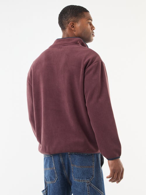 Pull en polaire col camionneur pressionnée - Kiabi