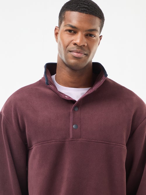 Pull en polaire col camionneur pressionnée - Kiabi