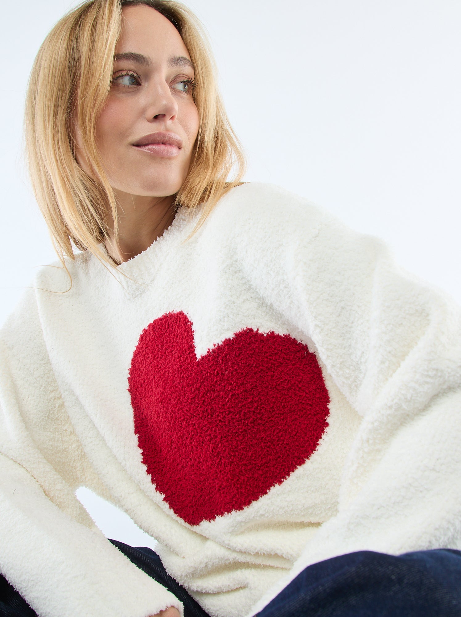 Pull en sherpa avec cœur