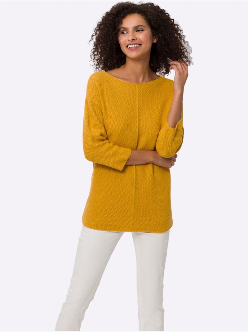 Pull En Tricot - Taille Standard - Helline Ocre - Kiabi
