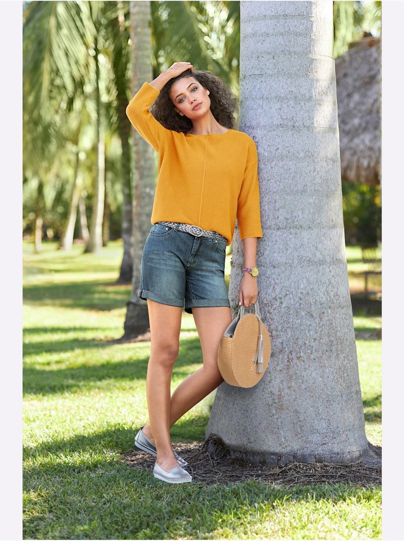 Pull En Tricot - Taille Standard - Helline Ocre - Kiabi
