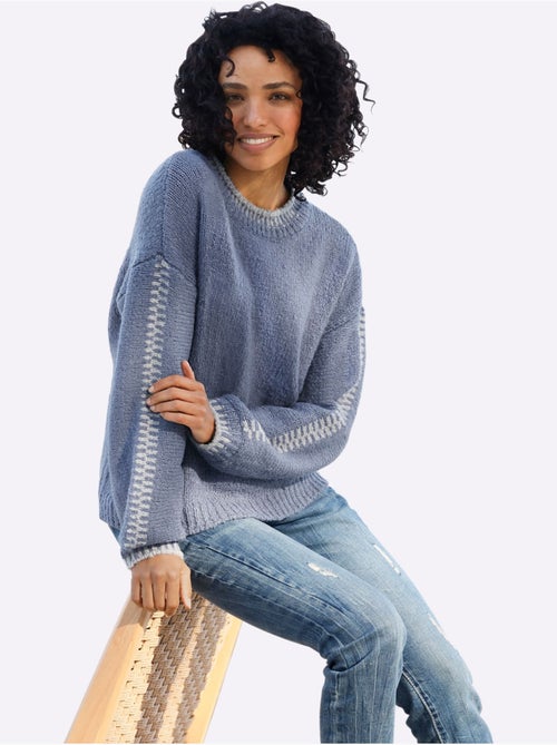 Pull en tricot 18% laine - taille standard - helline - Kiabi Pull en tricot 18% laine - taille standard - helline - Kiabi