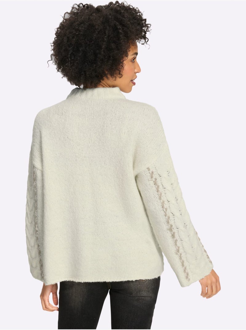 Pull en tricot 18% laine - taille standard - helline Ivoire - Kiabi