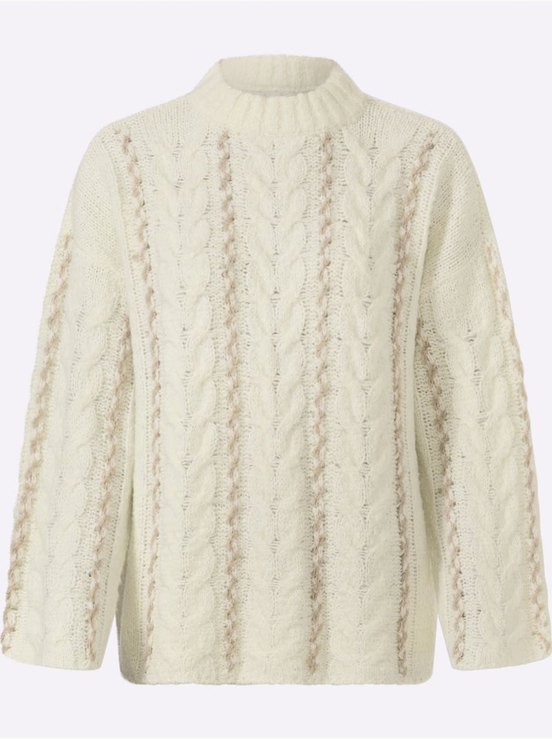 Pull en tricot 18% laine - taille standard - helline Ivoire - Kiabi