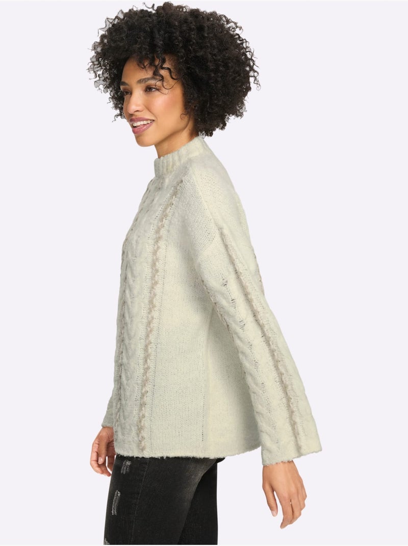 Pull en tricot 18% laine - taille standard - helline Ivoire - Kiabi
