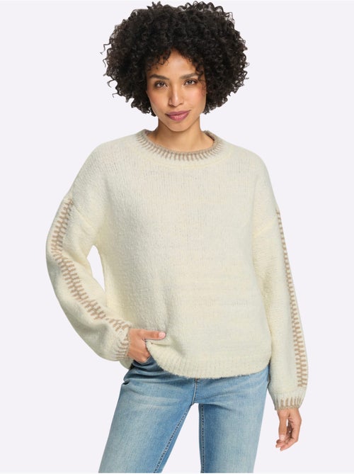 Pull en tricot 18% laine - taille standard - helline - Kiabi Pull en tricot 18% laine - taille standard - helline - Kiabi