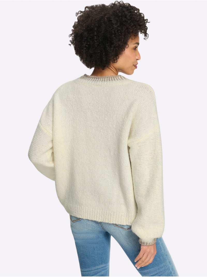 Pull en tricot 18% laine - taille standard - helline Ivoire - Kiabi