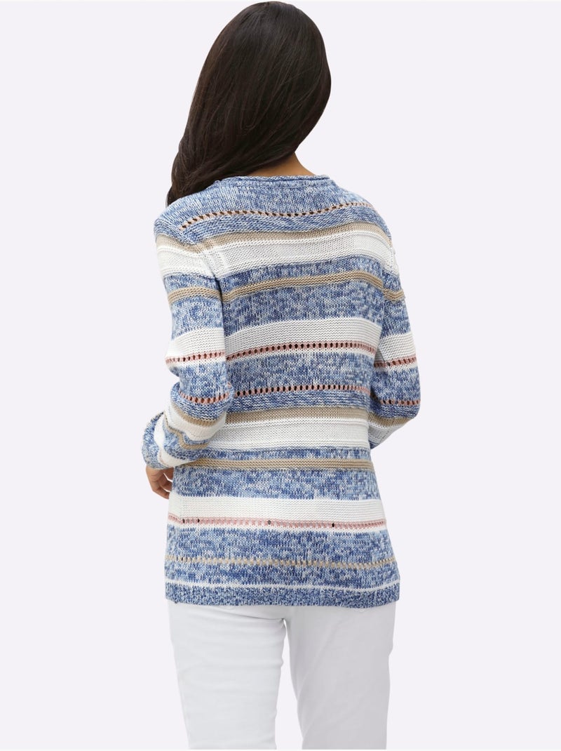 Pull en tricot 54% coton - taille standard - witt Bleu Ecru - Kiabi