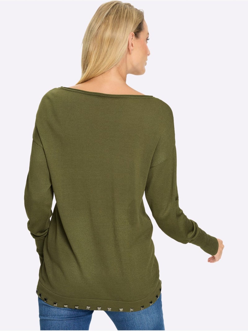 Pull En Tricot 60% Viscose - Taille Standard - Helline Vert olive - Kiabi