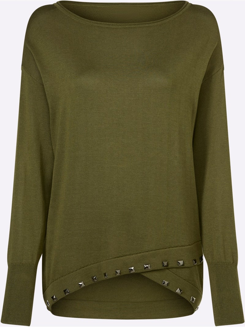 Pull En Tricot 60% Viscose - Taille Standard - Helline Vert olive - Kiabi