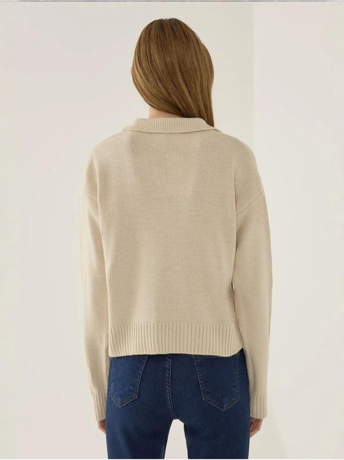 Pull en tricot à col polo - Kiabi