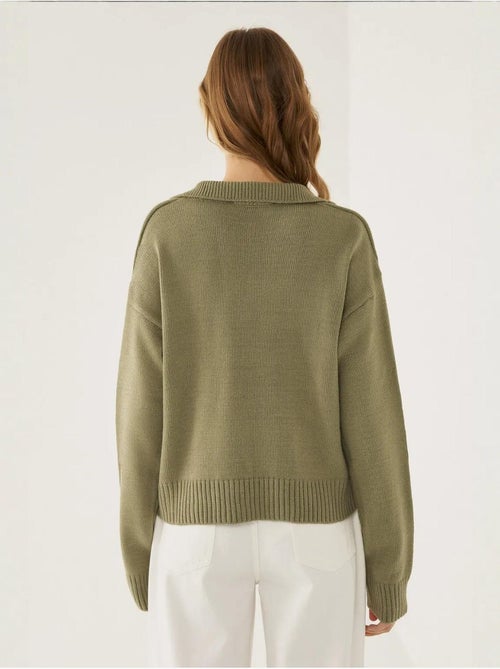 Pull en tricot à col polo - Kiabi