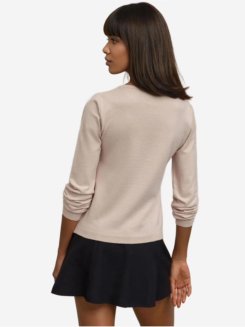 Pull en tricot à col rond Beige argile - Kiabi