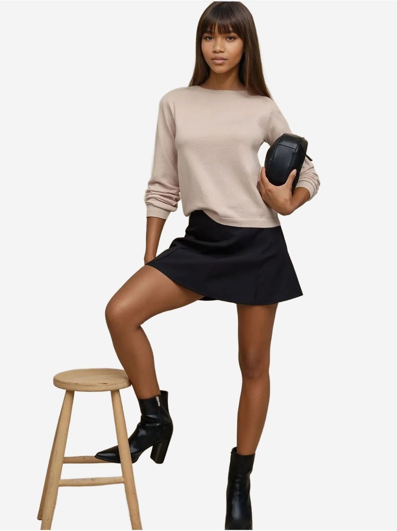 Pull en tricot à col rond Beige argile - Kiabi