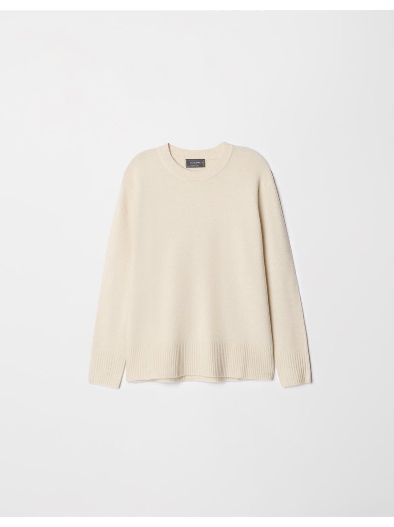 Pull en tricot à col rond Beige - Kiabi