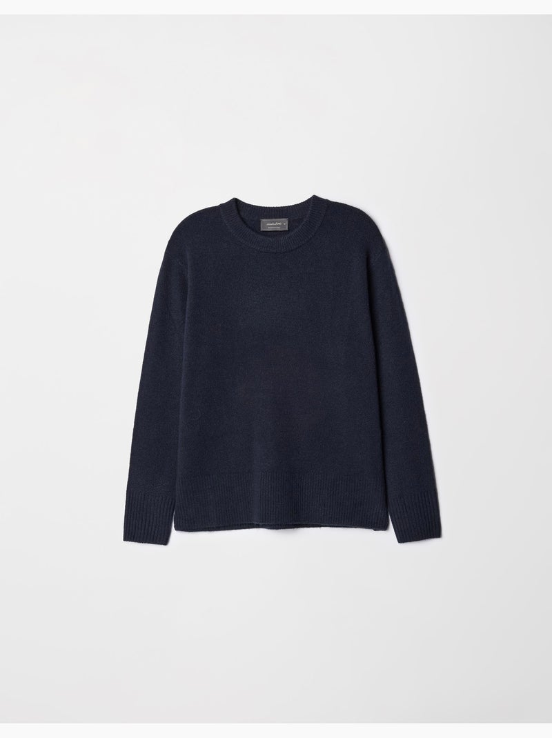 Pull en tricot à col rond Bleu - Kiabi