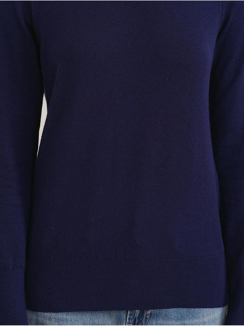 Pull en tricot à col rond et coupe slim mixray Bleu marine - Kiabi