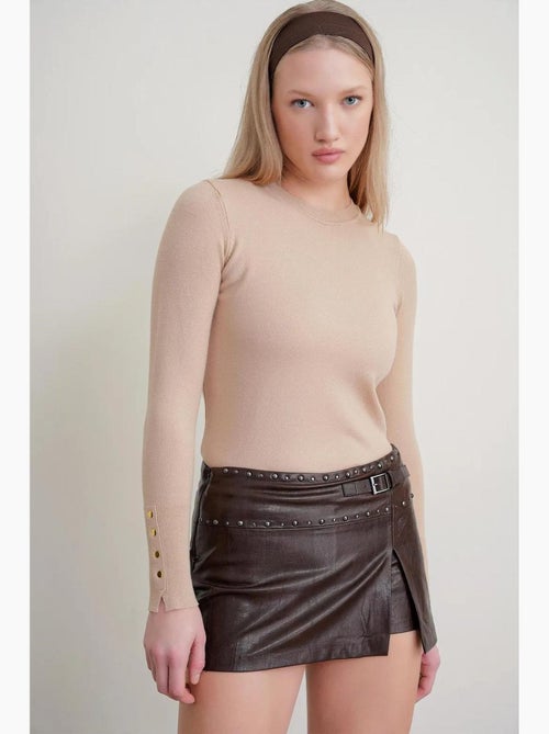 Pull en tricot à col rond et coupe slim mixray - Kiabi Pull en tricot à col rond et coupe slim mixray - Kiabi