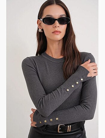 Pull en tricot à col rond et coupe slim mixray
