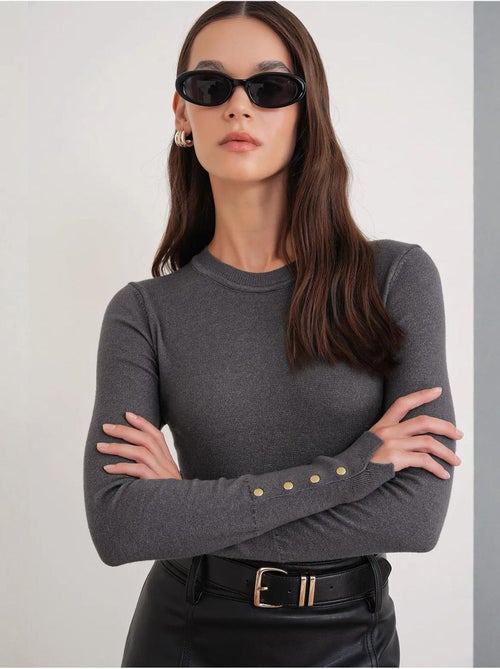 Pull en tricot à col rond et coupe slim mixray - Kiabi