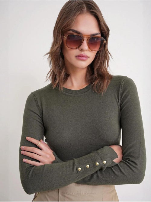 Pull en tricot à col rond et coupe slim mixray - Kiabi