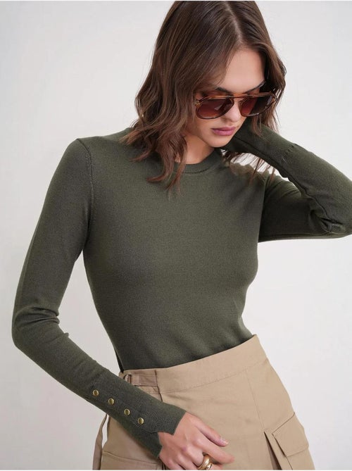 Pull en tricot à col rond et coupe slim mixray - Kiabi