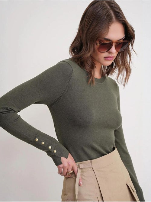 Pull en tricot à col rond et coupe slim mixray - Kiabi